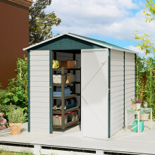 Outsunny 9'x6' Galvanised Metal Garden Shed Tool Storage Shed for Patio Green