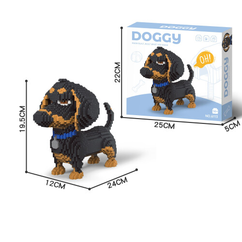 3D Dog Building Block Model, Compatible with LEGO Bricks, Suitable for Educational and Puzzle Building