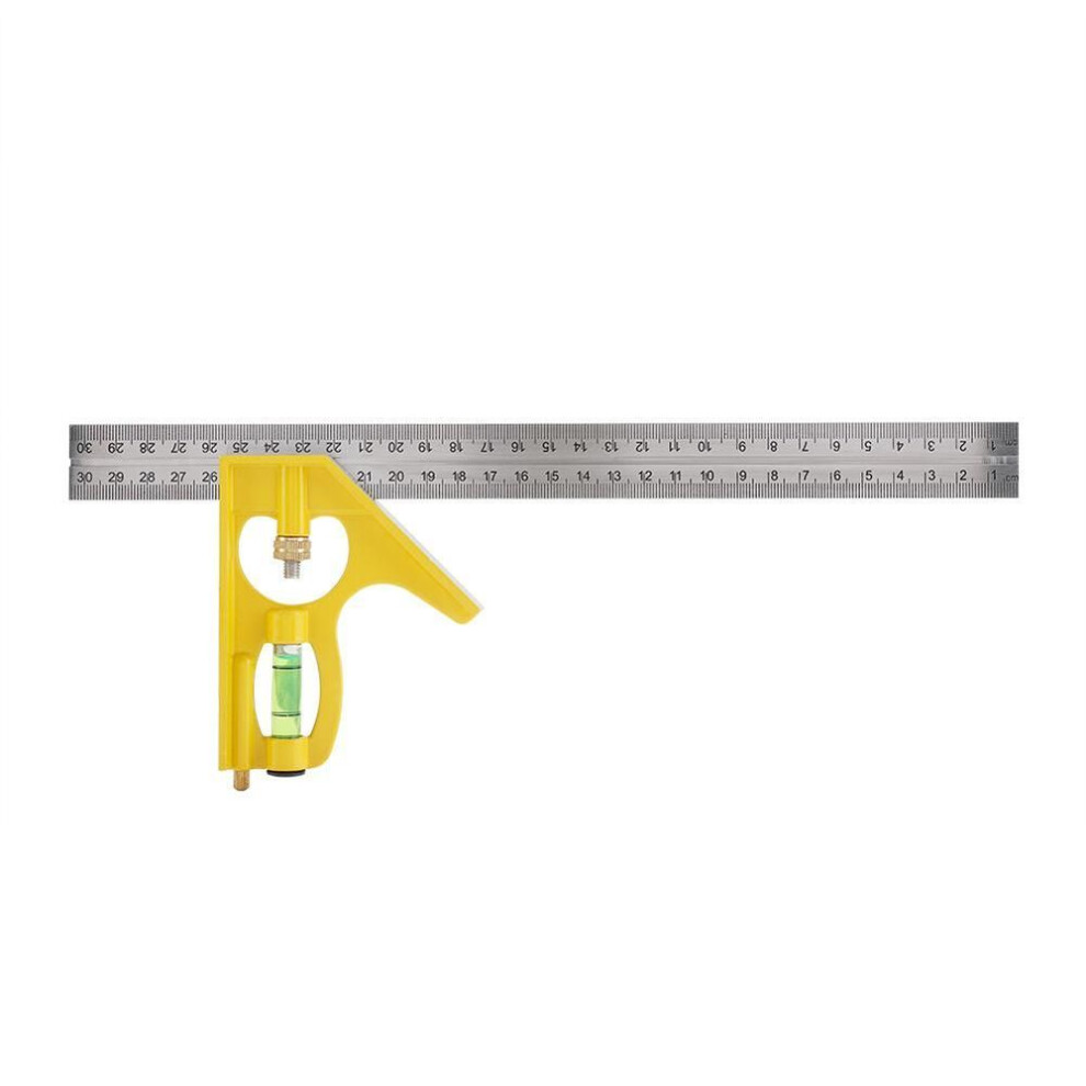 300mm Metal Adjustable Combination Square Right Angle Ruler Engineer Measuring Tool (yellow)
