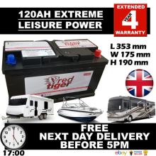 12V 120ah DEEP CYCLE LEISURE Battery, CARAVAN, MOTORHOME