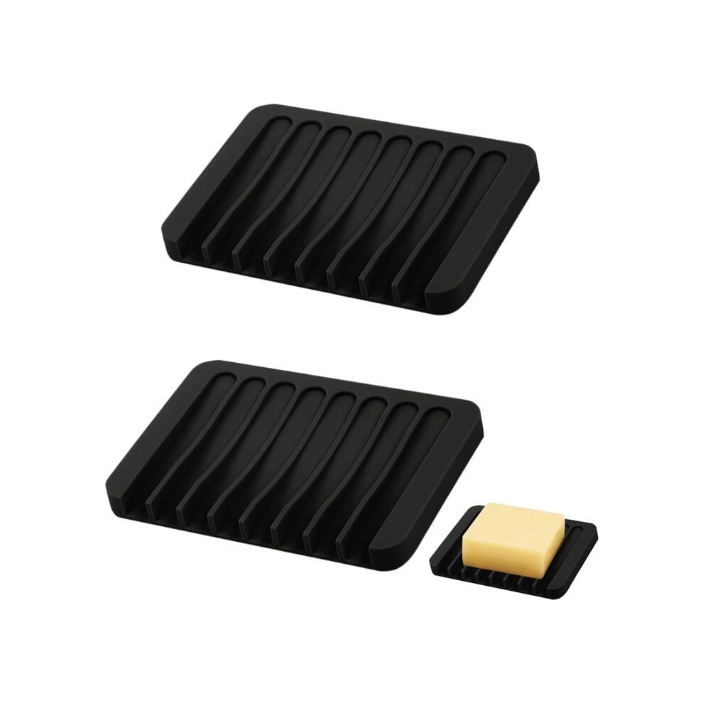 Portasapone 2 Pezzi, Portasapone In Silicone, Portasapone Da Bagno, Portasapone Nero, Portasapone In Silicone Con Scarico