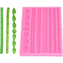 Chocoladetabletvorm, gedraaide touwvorm siliconen mal voor chocoladetaartdecoratie (roze)