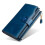 Women's Genuine Leather Wallet Large Capacity RFID Blocking Long Zipper - Blue 1