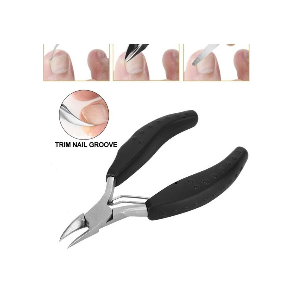 Aihontai Black Professional Stainless Steel Ingrown Toenail Clippers Nail Trimmer Pedicure Tool(Black) -Jia