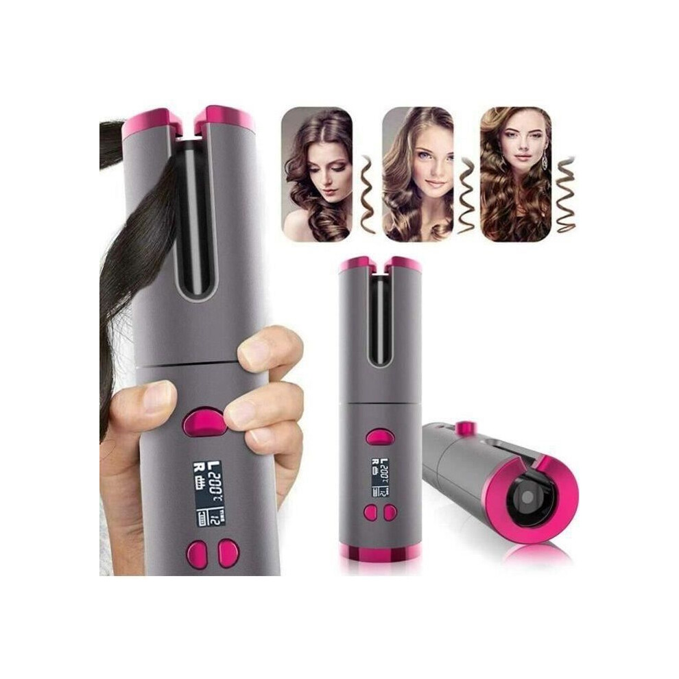 Aihontai Automatic Curling Iron Cordless Curling Iron With Lcd Display And Timer, 6 Adjustable Temperatures, Ceramic Curler