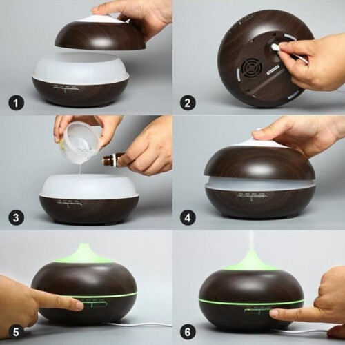 Ultrasonic Humidifier Essential Oil Diffuser Aroma Diffuser Almond Shape (Brown) 2
