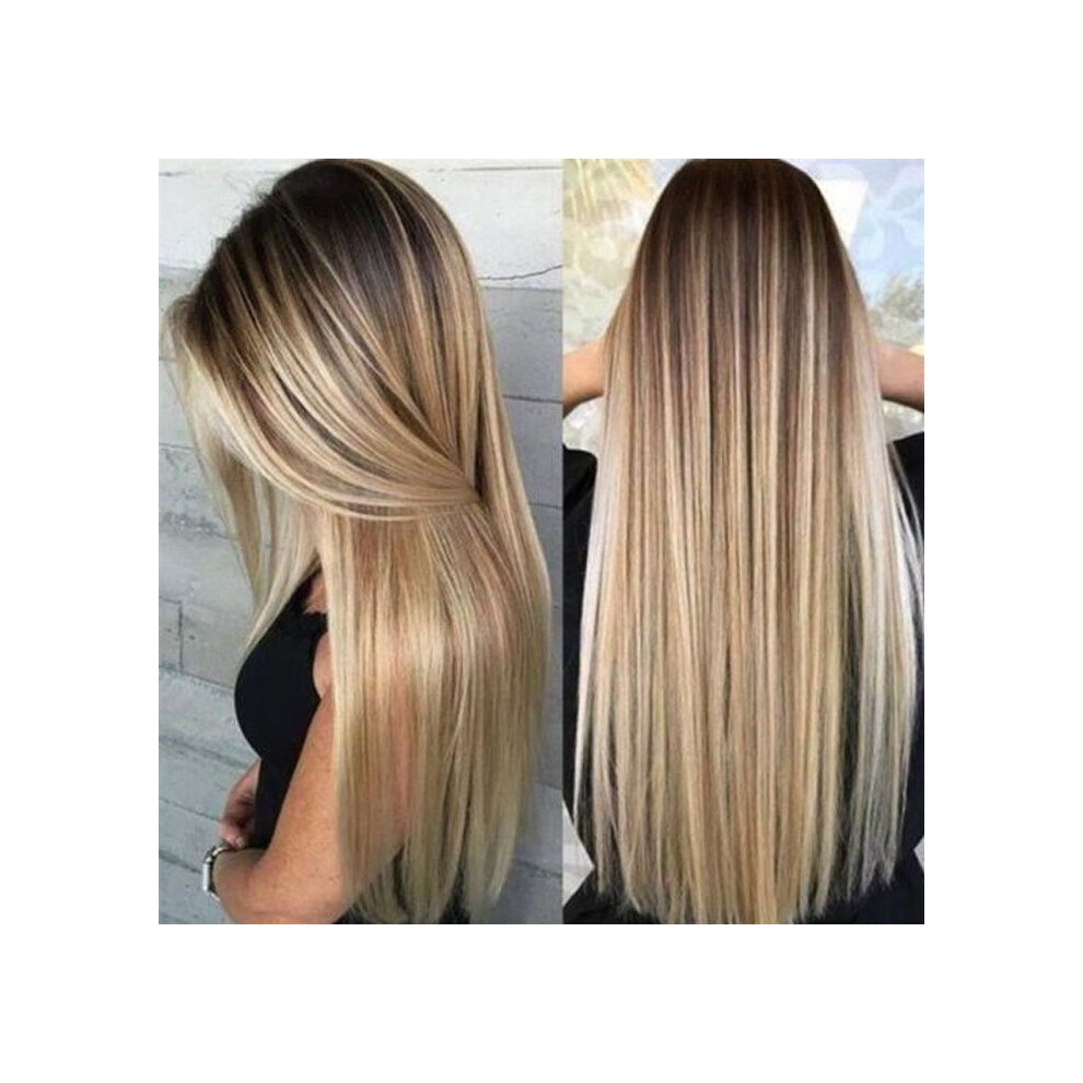 Aihontai Unisex Ct Women Ombre Blonde Wig Long Straight Synthetic Hair Cosplay Hair Wig