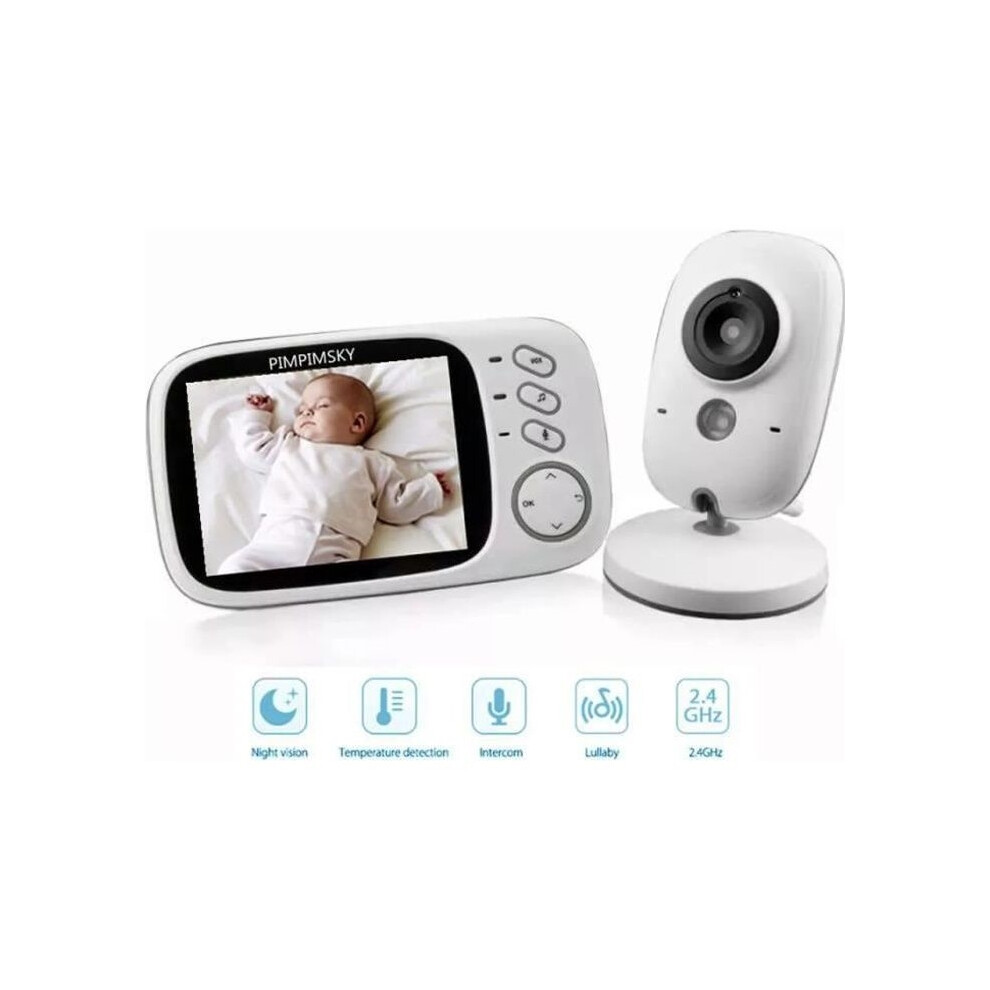 Aihontai Pimpimsky Babyphone Camera 3.2” Wireless Baby Monitor Color Lcd Video, 2.4Ghz Two-Way Communication Night Vision