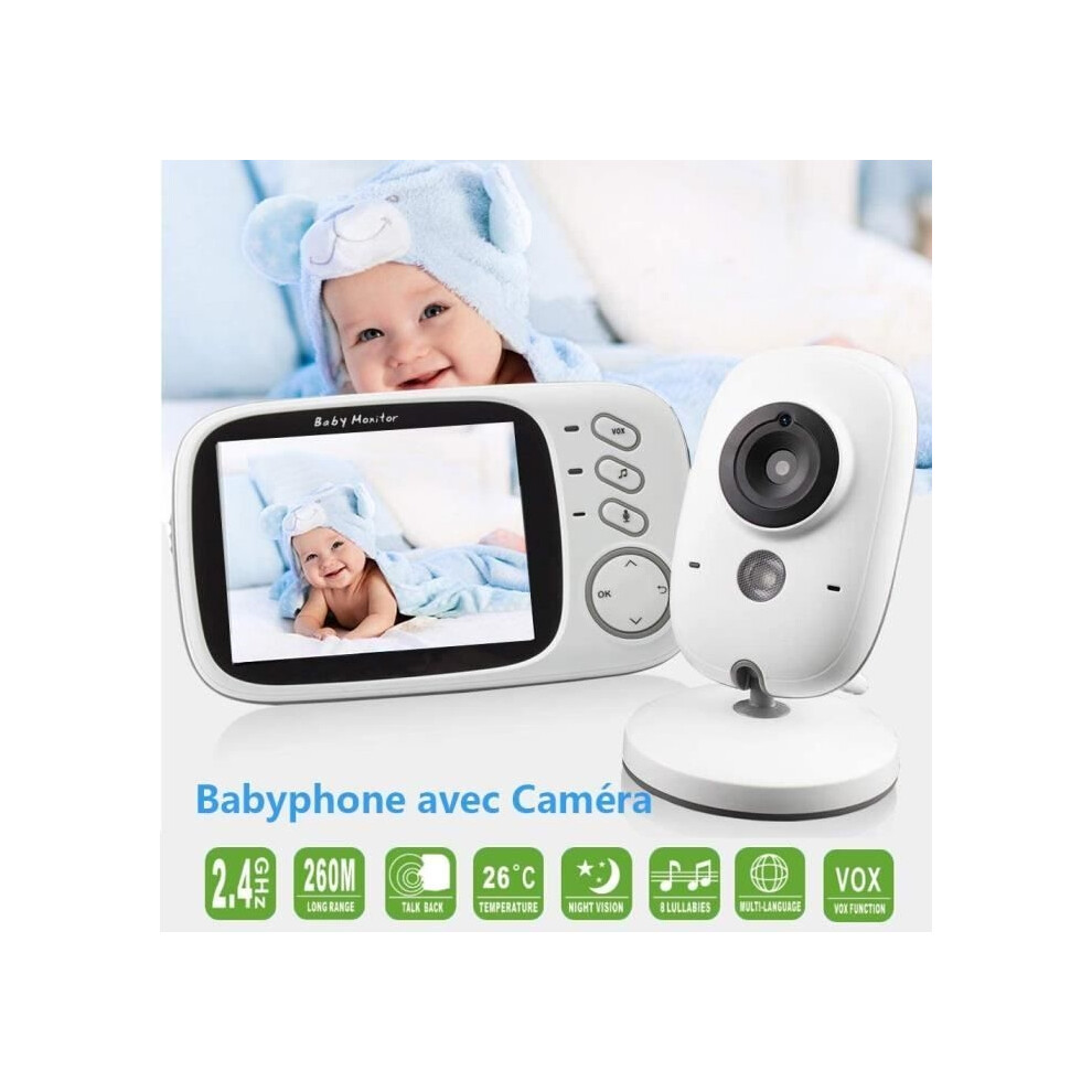 Aihontai Pimpimsky Baby Monitor 3.2" Lcd Color Video Babyphone Baby Listening Video Camera Surveillance 2.4Ghz Two-Way Video
