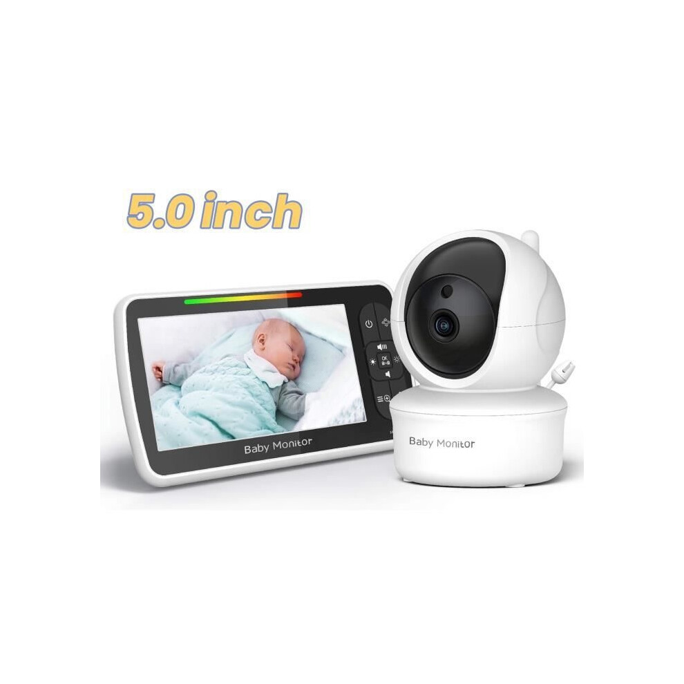 Aihontai Babyphone Video- Pimpimsky- Babyphone-Baby Monitor Camera With 5.0 Inch Screen, Night Vision Room Temperature