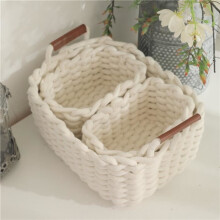 3Pcs Cotton Rope Storage Basket, Storage Box, Closet Organizer for Office, Bathroom, Baby Room (White)