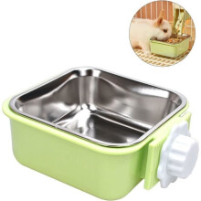 Pet Bowl - Stainless Steel - Removable - 2 in 1 - For Dog, Cat, Rabbit - Green