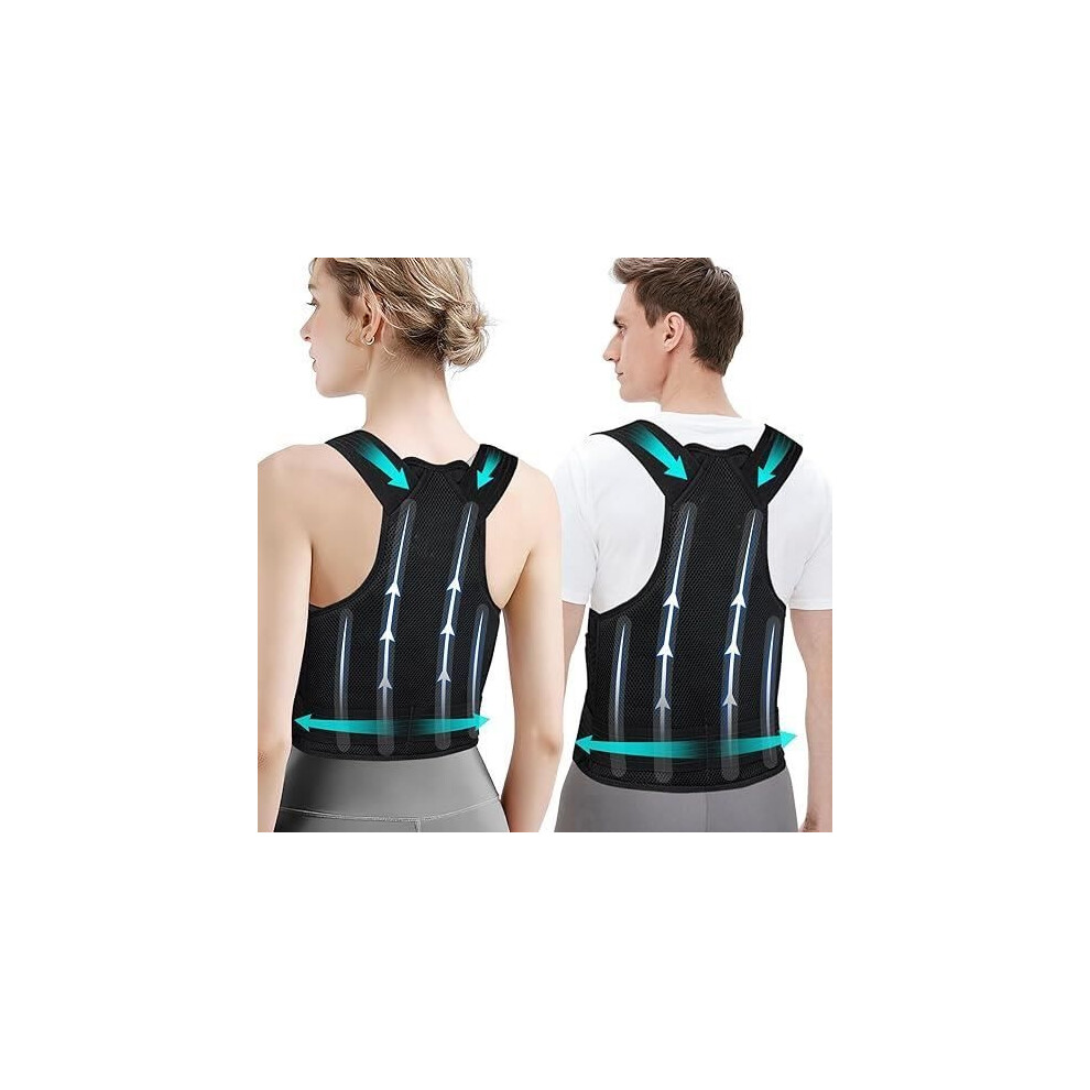 Aihontai Posture Corrector Back Support For Women And Men, Back Belt For Straightening Back - Back Straightener Lumbar Support Comfortable Breathable-M