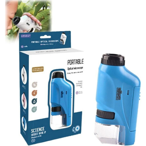 Portable Children's Microscope, Mini Children's Microscope, The Children's Petiscope, My First Microscope, Pocket Microscope, 60x-120x (Blue)