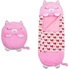 Donzen kinderslaapzak met kussen 137*50cm - Happy Nappers - Roze - Rechthoekig