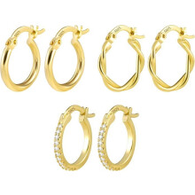 Women's 925 Silver Hoop Earrings 14K Gold Plated Stainless Steel Hoop Earrings Gold Hoop Earrings Sets