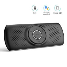 Bluetooth 4.2 Hands-Free Car Kit with Clip Built-in Mic Speakerphone, Automatic Reconnection, iOS Siri & Google Assistant