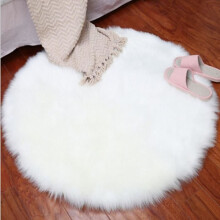 Living room rug - Shaggy carpet - Round - White - Polyacrylonitrile fiber