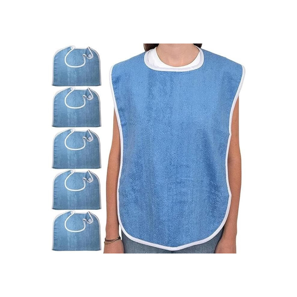 Aihontai Adult Bibs For Eating - 5 Pack Adult Bibs | Washable Adult Bibs, Terry Cloth Clothing Protectors,