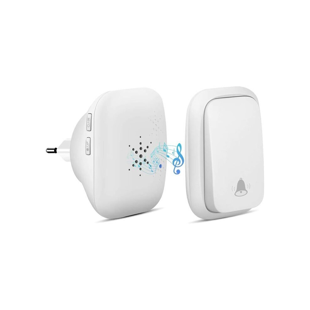 Wireless Doorbell, Self-Powered Doorbell, Wireless Doorbell No Battery Required, 150M Range Waterproof Button With 9314269503426