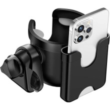 Stroller Cup Holder,Universal Stroller Accessory,Baby Stroller Organizer for Cybex/Yoyo,Bike,Wheelchair ect,Black