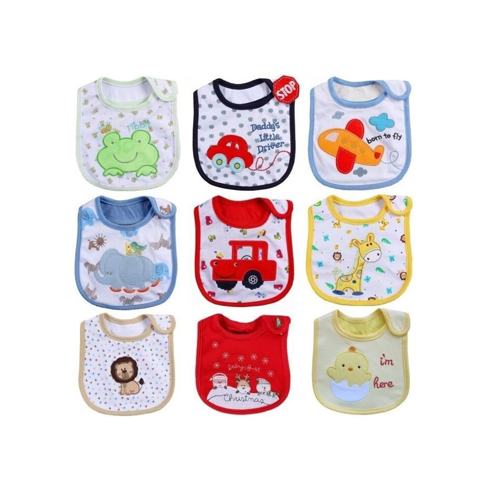 Aihontai Pack Of 9 Waterproof Cotton Baby Bibs 3 To 24 Months