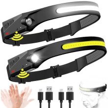 Rechargeable LED Headlamp, 400LM Head Torch, 8 Hours Battery Life, Lightweight with Motion Sensor, IPX4