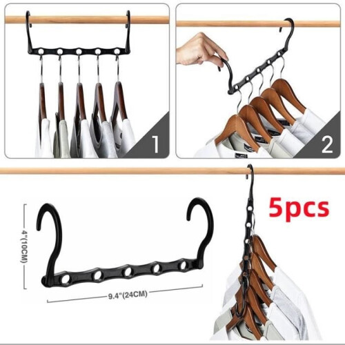 Magic Hangers - Wardrobe Organizer - Multifunctional Hanger - Space Saving - Black - 5 pieces 1