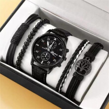 Men's Watch Gift Set - Men's Quartz Watch + Men's Bracelet - 5pcs Gifts for Men