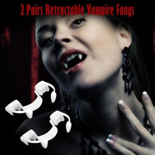 Retractable Fangs - Unspecified - 2 Pairs - Plastic - Unisex - Halloween 1