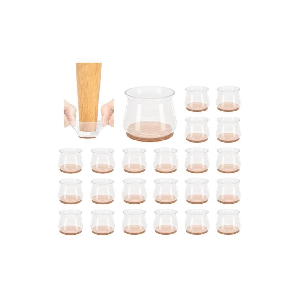 Chair Leg Protectors - Unspecified - 24Pcs - Silicone And Felt - Transparent - 18-25Mm 9314269506007