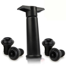 Vacu Vin Black Pump with Wine Saver Stoppers - Keeps Wine Fresh for up to 10 Days (Black).