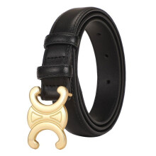 Damenmodegürtel, Hohlschnallen-Ledergürtel für Jeans und Freizeithosen, Schwarz