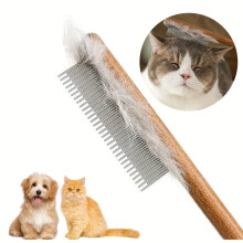 Ganze Entwirrung 1pc Cat & Hunde Haarentfernung Kammpinsel mit natürlichen Holzgriff | Schwimmendes Design Haustierpflegewerkzeug