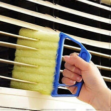 Blue Handheld Mini Blinds Cleaner Shutters, Curtain Brush Dust Remover Orange with 7 Removable Microfiber Sleeves