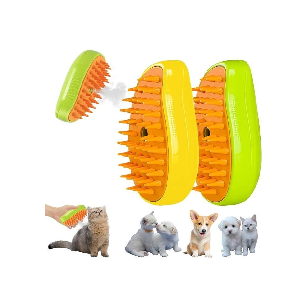 Lot de 2 brosses à vapeur pour chat, brosse à vapeur 3 en 1 pour chat, brosse à vapeur pour chat, brosse à vapeur pour chien