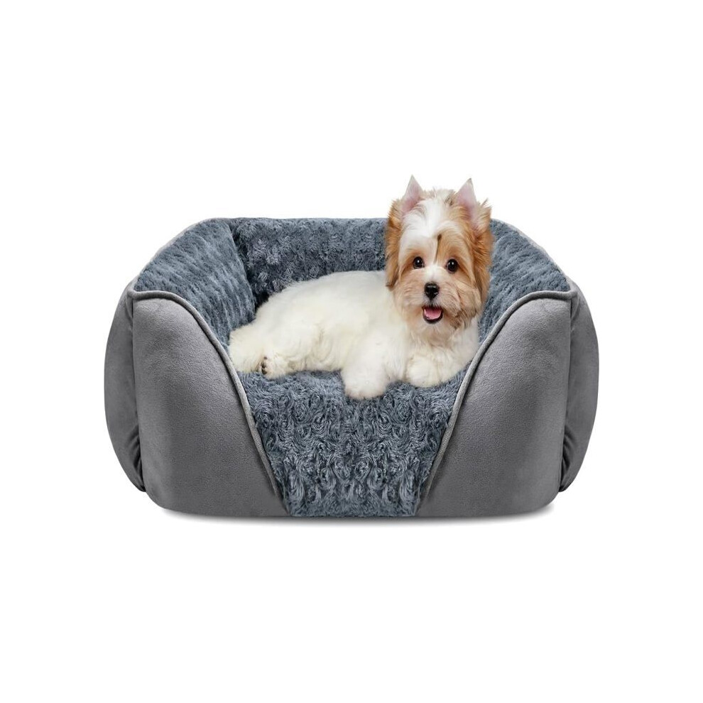 Panier pour petit chien, lavable et moelleux, anti-anxiété, doux et confortable, antidérapant, velours rose, 51 x 48 x 15