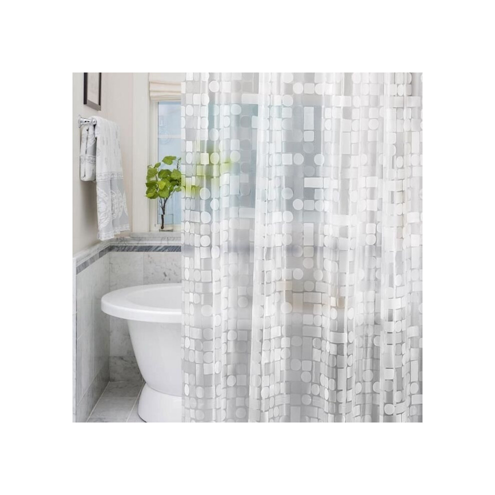 Rideau de douche semi-transparent en PEVA motif nuage citronné avec crochets, 183 x 183 cm, motif géométrique