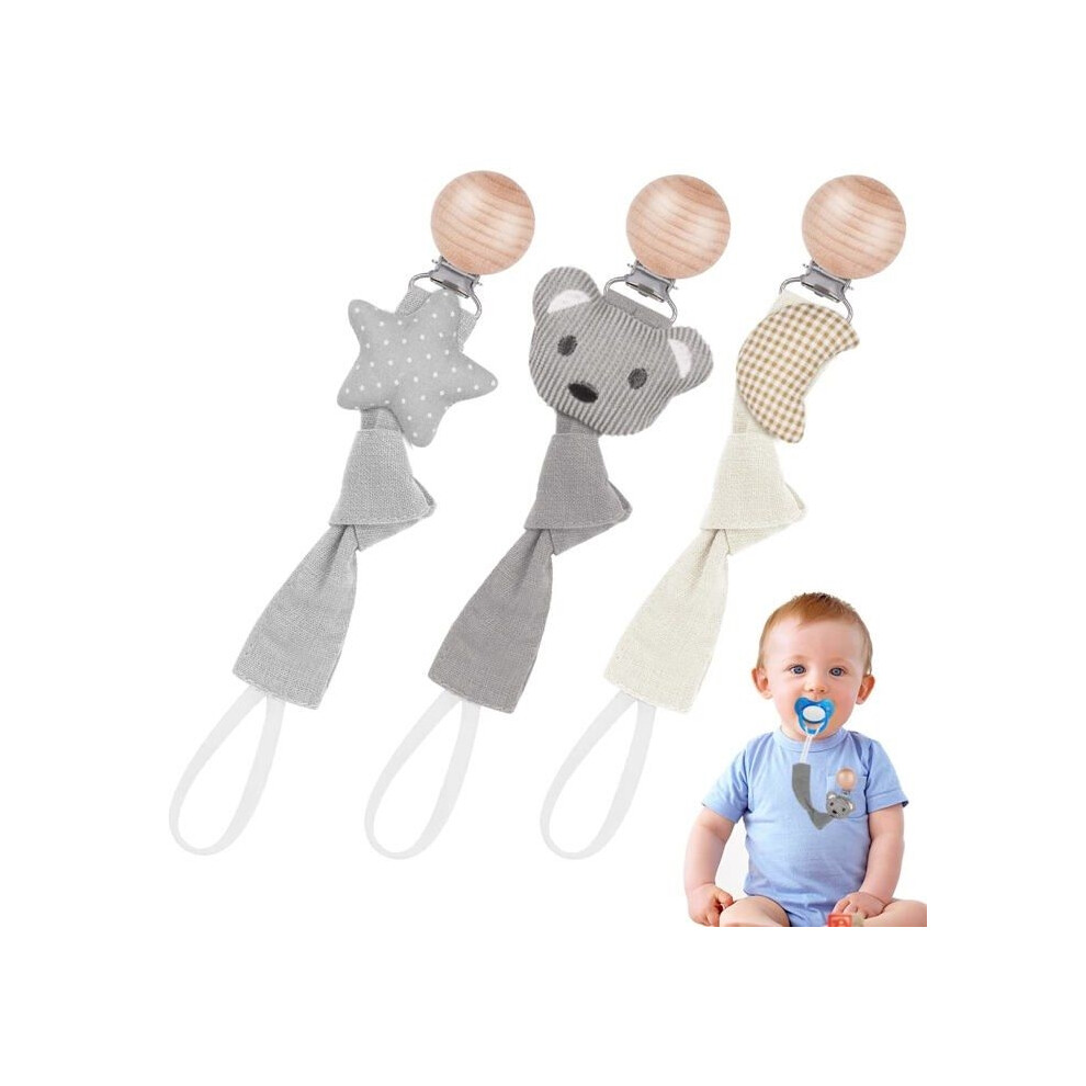 Attache-tétine en coton, 3 pièces, chaîne en tissu pour attacher la tétine aux vêtements, cadeau de naissance