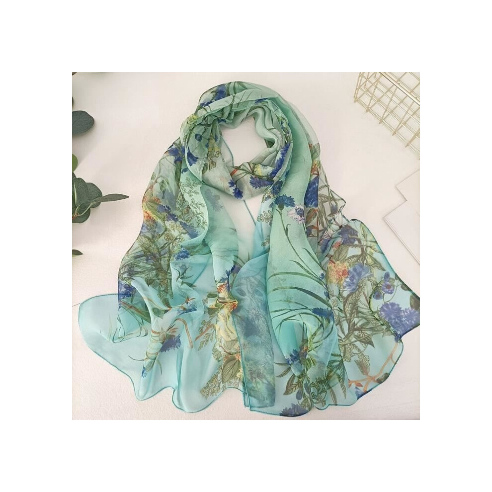 Foulard en mousseline de soie georgette verte pour femme, élégant bandana vert, plage, protection S