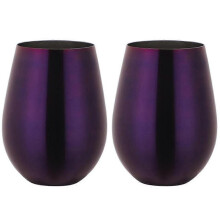 Father'S Day Gift Stainless Steel Stemless Wine Glass, Outdoor Portable Wine Glass for Pool - Purple
