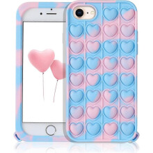 Blue Heart for iPhone 6/6S/7/8/SE 2020 Case Silicone Case Design Cartoon Funny Cute Unique Fidget Aesthetic Cover Cases for Boys Girls Youth((for iPho
