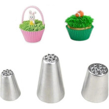3pcs Grass Icing Nozzles Set,Stainless Steel Pastry Tools,Cake Decorating Tips Piping Nozzles DIY Baking Tools