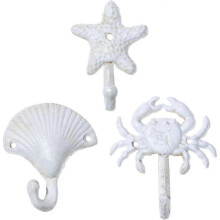 3pcs Nautical Hooks Crab sea Shell Shape Wall Hooks Coat Towel Hooks Robe Key Hat Clothes Hooks Wall Hangers Nautical Beach Coastal Wall Decorations O