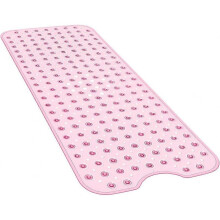 Bath Tub Shower Mat 40 x 16 Inch Non-Slip and Extra Large, Bathtub Mat with Suction Cups, Machine Washable Bathroom Mats with Drain Holes, Light Pink