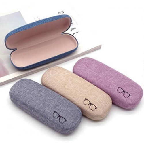 3 Pack Hardshell Glasses Case Protector Linen Large Glasses Case Minimalist