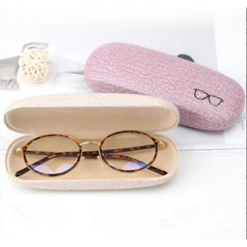 3 Pack Hardshell Glasses Case Protector Linen Large Glasses Case Minimalist 1