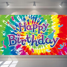 Tie Dye Birthday Party Supplies Tie Dye Party Decorations Tie Dye Happy Birthday Backdrop Tie Dye Birthday Banner Colorful Paint Splatter Art Party De