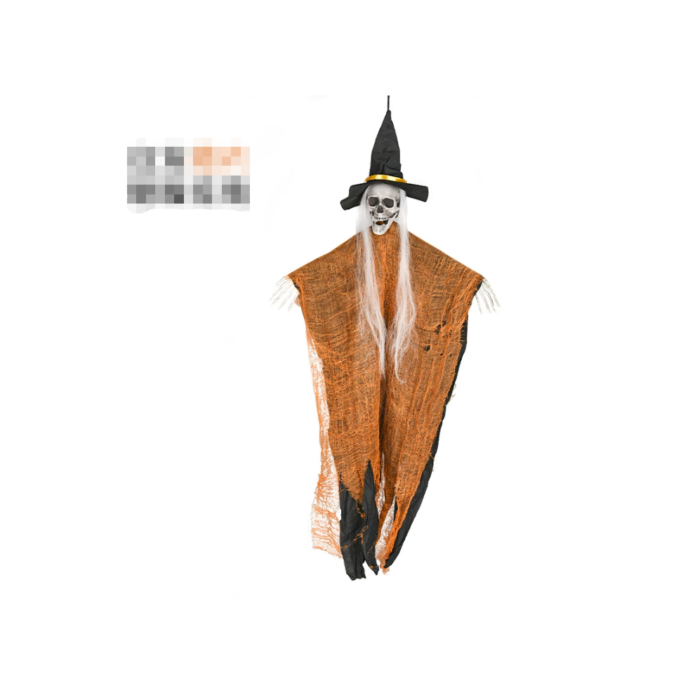Orange Skeleton hanging ghost Halloween decoration with hat