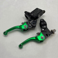 (green short)Motorcycle Folding Brake Clutch Lever With Front Pump Compatible with Crf Klx Yzf Rmz Dirt